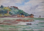 Chunar fort Allahabad, Landscape Painting by M. K. Kelkar, Watercolour on Paper, 21.5 X 30